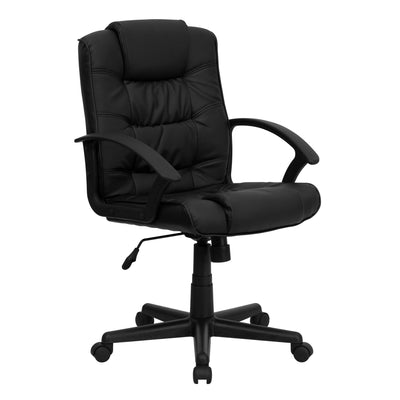 Mid-Back LeatherSoft Ripple and Accent Stitch Upholstered Swivel Task Office Chair with Arms - View 1