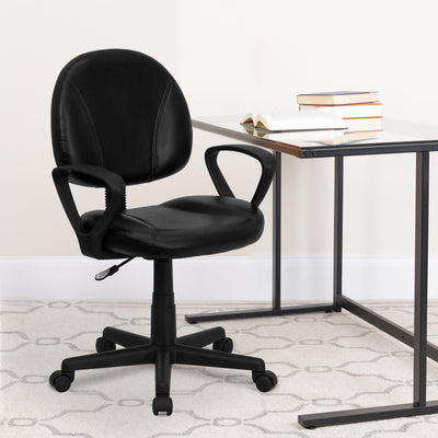 Mid-Back LeatherSoft Swivel Ergonomic Task Office Chair with Back Depth Adjustment and Arms - View 2