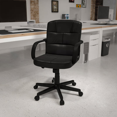 Mid-Back LeatherSoft Swivel Task Office Chair with Arms - View 2