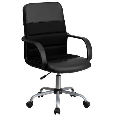 Mid-Back LeatherSoft and Mesh Swivel Task Office Chair with Arms - View 1