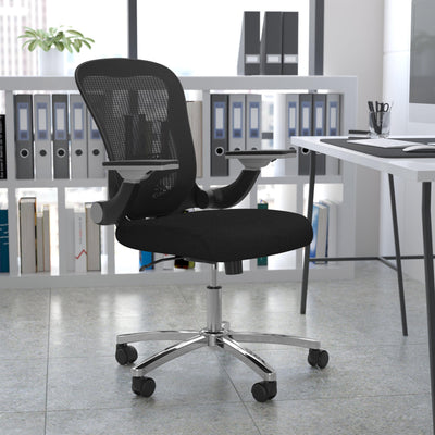 Mid-Back Mesh Executive Swivel Ergonomic Office Chair with Height Adjustable Flip-Up Arms - View 2