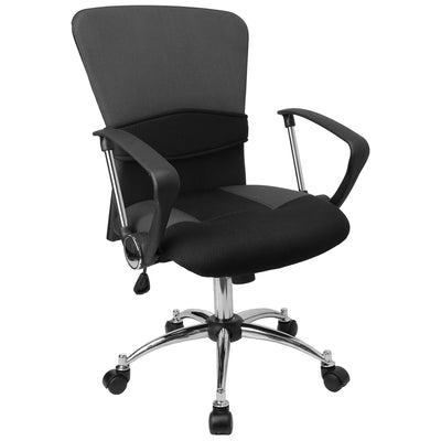 Mid-Back Mesh Swivel Task Office Chair with Adjustable Lumbar Support and Arms - View 1