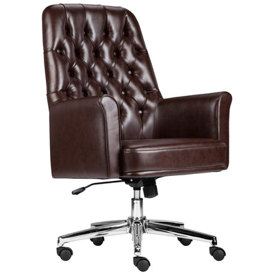 Mid-Back Traditional Tufted LeatherSoft Executive Swivel Office Chair with Arms - View 1
