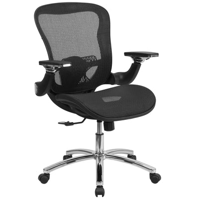 Mid-Back Transparent Mesh Executive Swivel Ergonomic Office Chair with Synchro-Tilt and Height Adjustable Flip-Up Arms - View 1