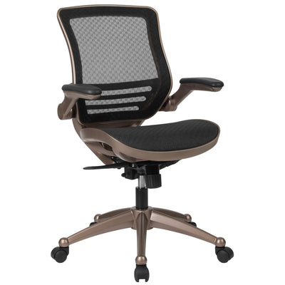 Mid-Back Transparent Mesh Executive Swivel Office Chair with Flip-Up Arms - View 1