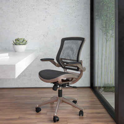 Mid-Back Transparent Mesh Executive Swivel Office Chair with Flip-Up Arms - View 2