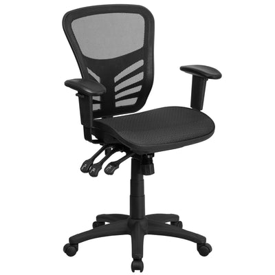 Mid-Back Transparent Mesh Multifunction Executive Swivel Ergonomic Office Chair with Adjustable Arms - View 1