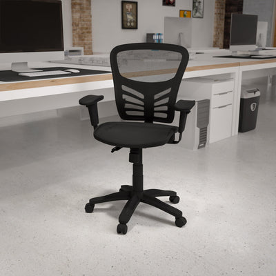 Mid-Back Transparent Mesh Multifunction Executive Swivel Ergonomic Office Chair with Adjustable Arms - View 2
