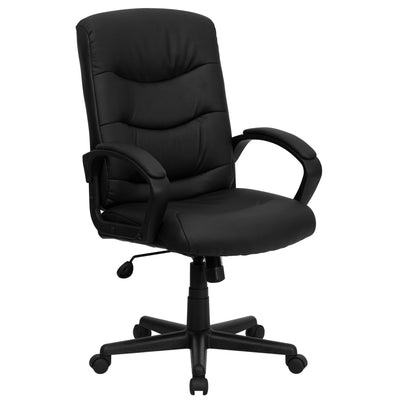 Mid-Back  Fabric Executive Swivel Office Chair with Three Line Horizontal Stitch Back and Arms - View 1