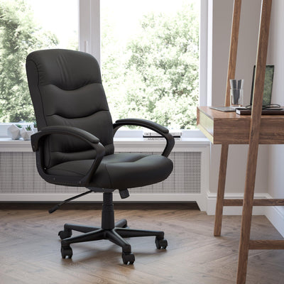 Mid-Back  Fabric Executive Swivel Office Chair with Three Line Horizontal Stitch Back and Arms - View 2