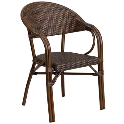 Milano Series Rattan Restaurant Patio Chair with Bamboo-Aluminum Frame - View 1