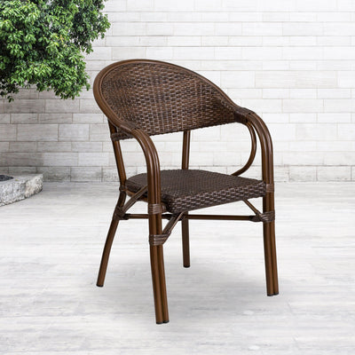 Milano Series Rattan Restaurant Patio Chair with Bamboo-Aluminum Frame - View 2