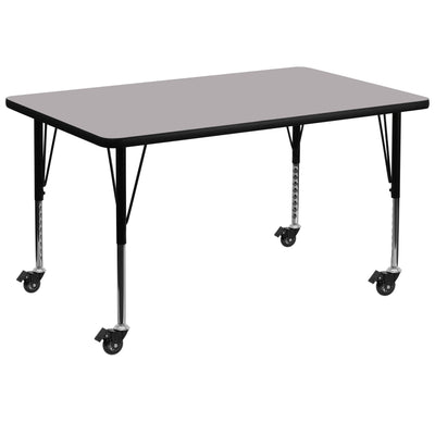Mobile 24''W x 48''L Rectangular Thermal Laminate Activity Table - Height Adjustable Short Legs - View 1