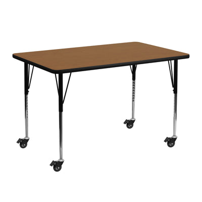 Mobile 24''W x 48''L Rectangular Thermal Laminate Activity Table - Standard Height Adjustable Legs - View 1