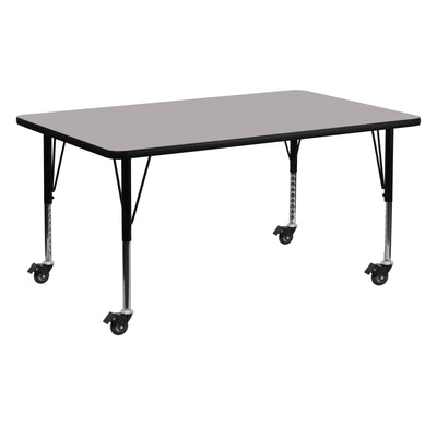 Mobile 24''W x 60''L Rectangular HP Laminate Activity Table - Height Adjustable Short Legs - View 1