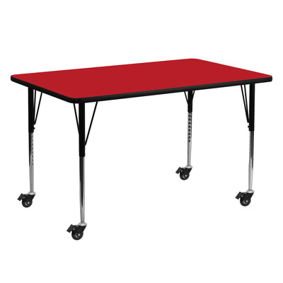 Mobile 24''W x 60''L Rectangular HP Laminate Activity Table - Standard Height Adjustable Legs - View 1