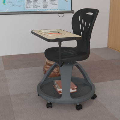 Mobile Desk Chair with 360 Degree Tablet Rotation and Under Seat Storage Cubby - View 2