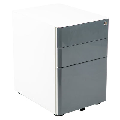 Modern 3-Drawer Mobile Locking Filing Cabinet with Anti-Tilt Mechanism and Hanging Drawer for Legal & Letter Files - View 1