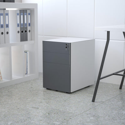 Modern 3-Drawer Mobile Locking Filing Cabinet with Anti-Tilt Mechanism and Hanging Drawer for Legal & Letter Files - View 2