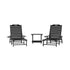 Monterey Commercial Grade 3-Piece Indoor/Outdoor Adirondack Set with 2 Adjustable HDPE Loungers with Cup Holders and Folding Side Table