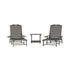 Monterey Commercial Grade 3-Piece Indoor/Outdoor Adirondack Set with 2 Adjustable HDPE Loungers with Cup Holders and Folding Side Table
