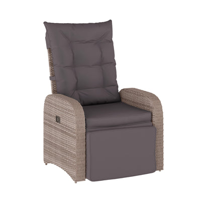 Nemo Indoor/Outdoor Patio Wicker Rattan Recliner Lounge Chair with Flip up Side Table - View 1
