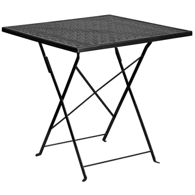 Oia Commercial Grade 28" Square Indoor-Outdoor Steel Folding Patio Table - View 1
