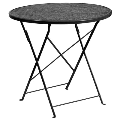 Oia Commercial Grade 30" Round Indoor-Outdoor Steel Folding Patio Table - View 1