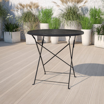 Oia Commercial Grade 30" Round Indoor-Outdoor Steel Folding Patio Table - View 2