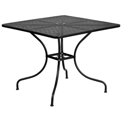 Oia Commercial Grade 35.5" Square Indoor-Outdoor Steel Patio Table with Umbrella Hole - View 1