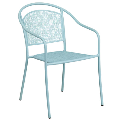Oia Commercial Grade Indoor-Outdoor Steel Patio Arm Chair with Round Back - View 1