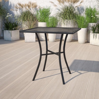 Oia Commercial Grade Square Patio Table | Outdoor Steel Square Patio Table - View 2