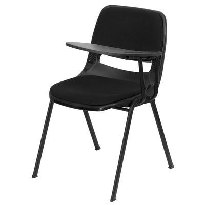 Padded Ergonomic Shell Chair with Left Handed Flip-Up Tablet Arm - View 1