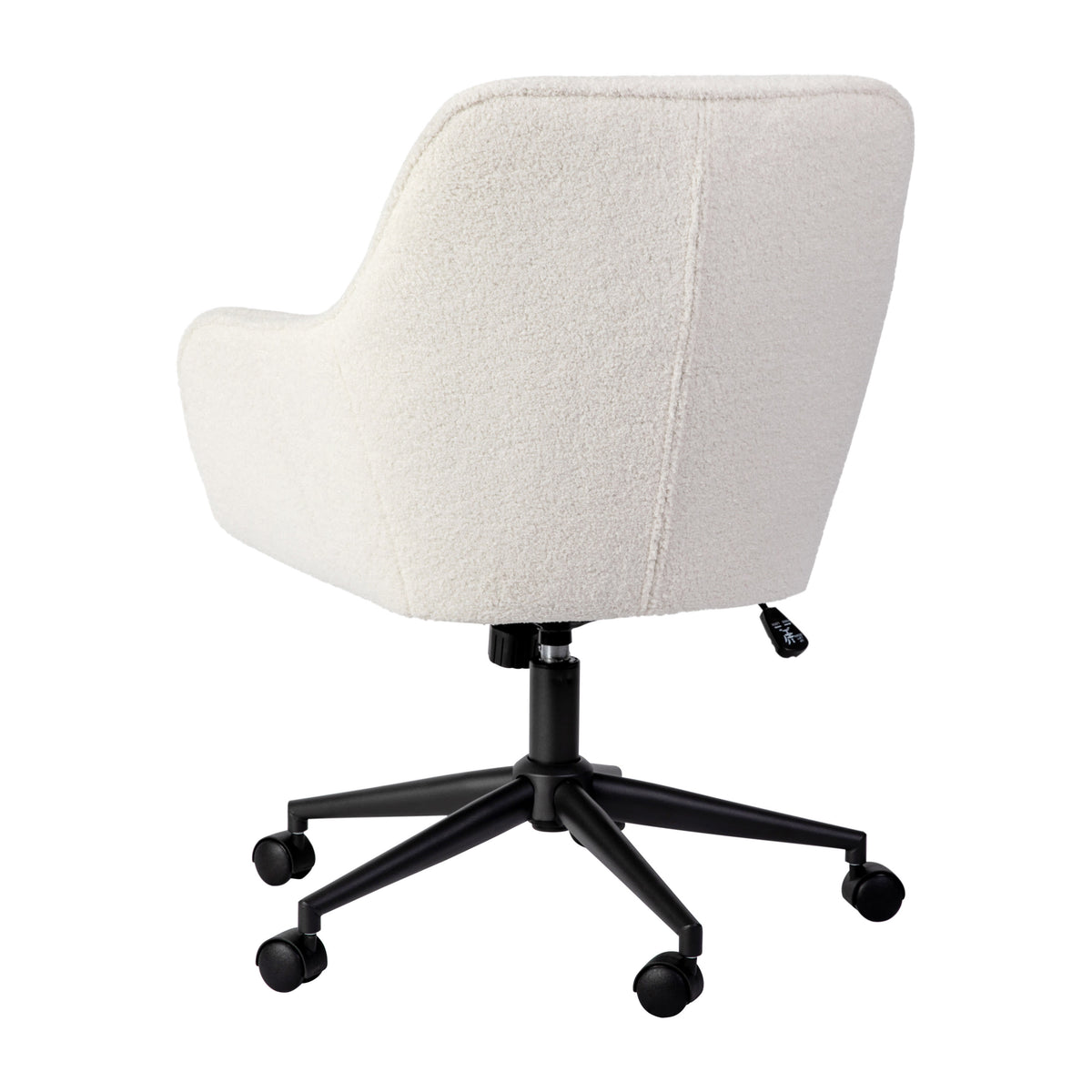 White Boucle/Oil Rubbed Bronze |#| Boucle Swivel Home Office Chair with Flared Arms-Saddle Brown/Oil Bronze