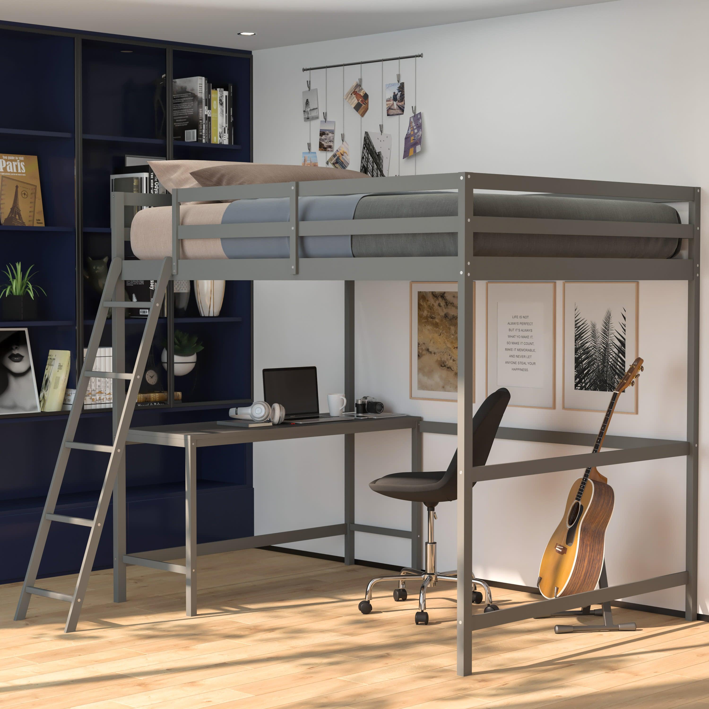 Loft bed frame cheap with desk