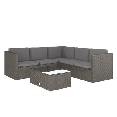 Roan Indoor/Outdoor L-Shaped Sectional with Coffee Table in Wicker PE Rattan with Cushions - View 1