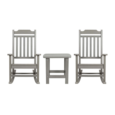 Set of 2 Winston All-Weather Poly Resin Rocking Chairs with Accent Side Table - View 1