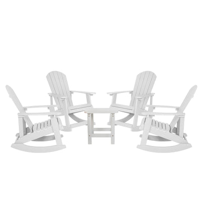 Set of 4 Savannah All-Weather Poly Resin Wood Adirondack Rocking Chairs with Side Table - View 1