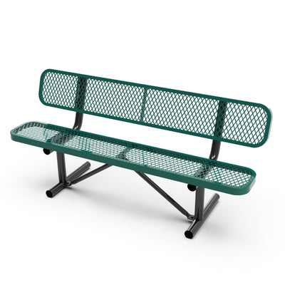 Sigrid Outdoor Bench with Backrest, Commercial Grade Expanded Metal Mesh Seat and Backrest and Steel Frame - View 1