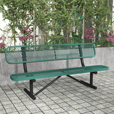 Sigrid Outdoor Bench with Backrest, Commercial Grade Expanded Metal Mesh Seat and Backrest and Steel Frame - View 2