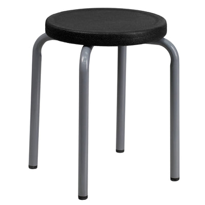 Stackable Stool with Silver Powder Coated Frame - View 1