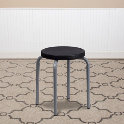 Stackable Stool with Silver Powder Coated Frame - View 2
