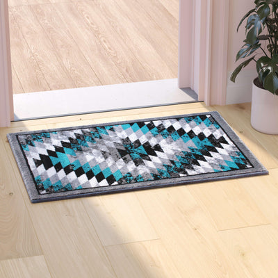 Teagan Collection Southwestern Area Rug - Olefin Rug with Jute Backing - Entryway, Living Room, Bedroom - View 2