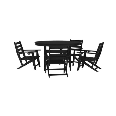 Tolleson Commercial 5 Piece Adirondack Dining Set with 48" Round Indoor/Outdoor Recycled HDPE Table and 4 Chairs with Cupholders - View 1