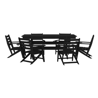 Tolleson Commercial 7 Piece Adirondack Dining Set with 72" Rectangle Indoor/Outdoor Recycled HDPE Table and 6 Chairs with Cupholders - View 1