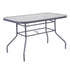 Tory Commercial Grade Patio Table with Tempered Glass Top with Umbrella Hole and Steel Tube Frame