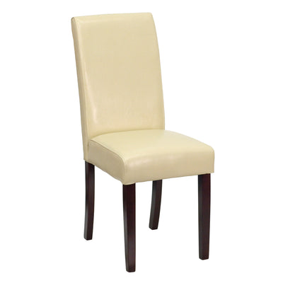 Traditional LeatherSoft Upholstered Panel Back Parsons Dining Chairs - View 1