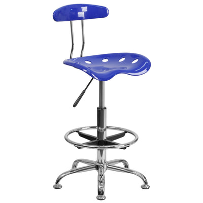Vibrant Chrome Drafting Stool with Tractor Seat - View 1