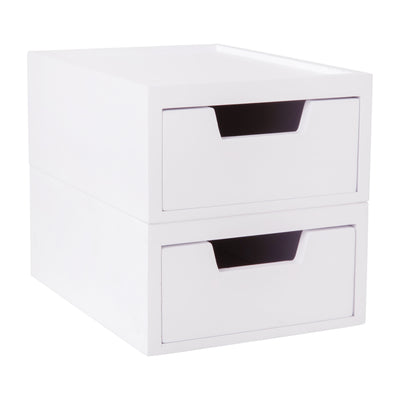 Weston Stackable Wooden Storage Boxes with Drawers, Office Desktop Organizers, Set of 2, 5.25" x 7" - View 1