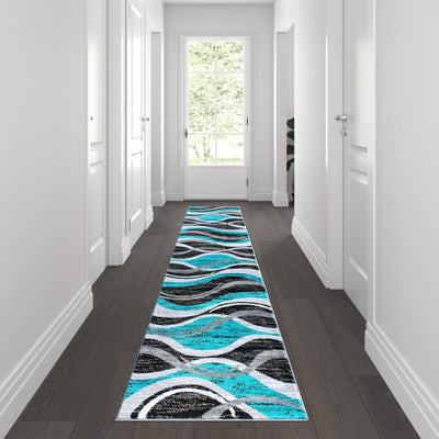Wisp Collection Rippled Olefin Area Rug with Jute Backing for Entryway, Living Room, Bedroom - View 2